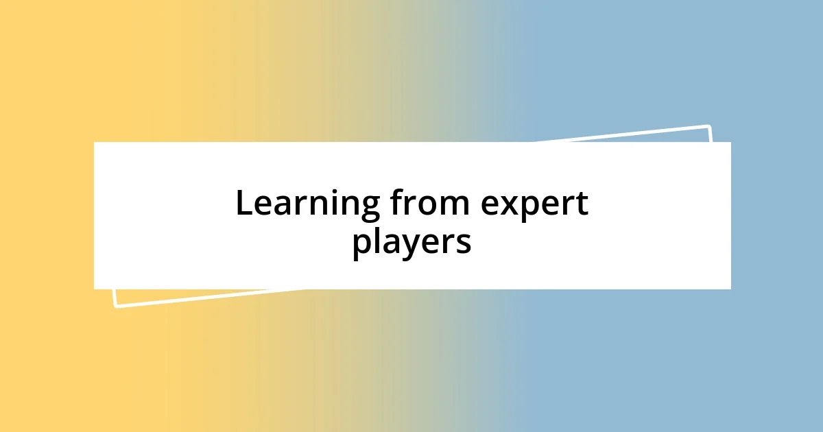 Learning from expert players