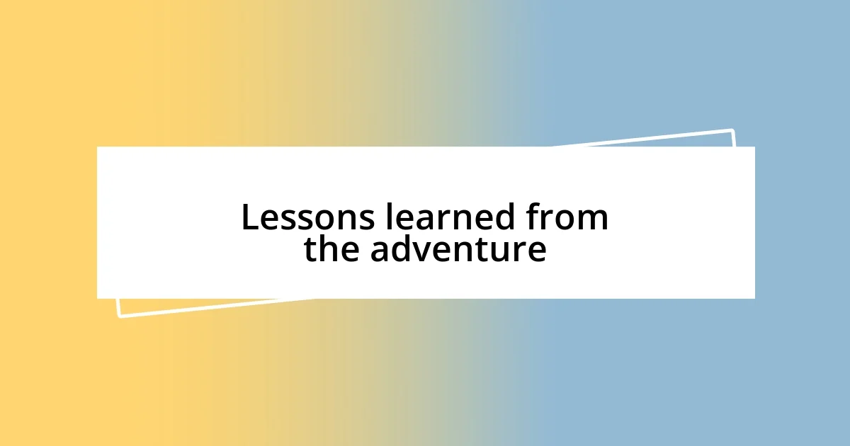 Lessons learned from the adventure